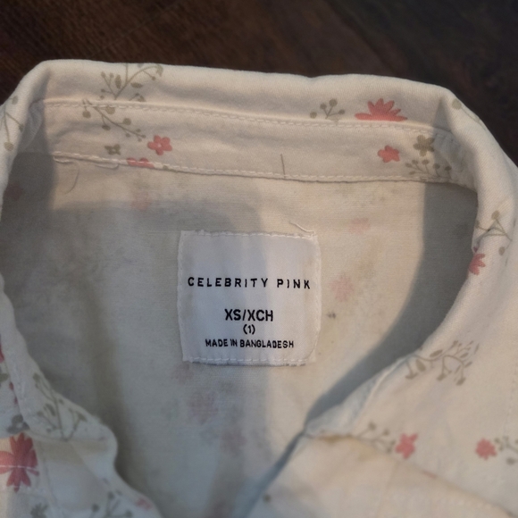 Celebrity Pink Denim Floral Jumpsuit - Cream and Pink - Picture 2 of 5